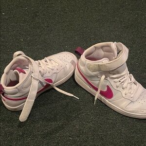 Nike Women's White and Magenta High-Top Sneakers